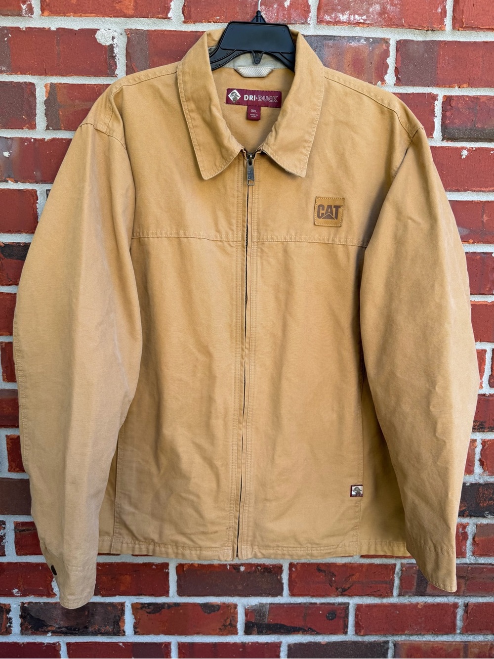 Dri-Duck CAT Caterpillar Mens XXL Tan Canvas Full Zip Long Sleeve Work Jacket P7